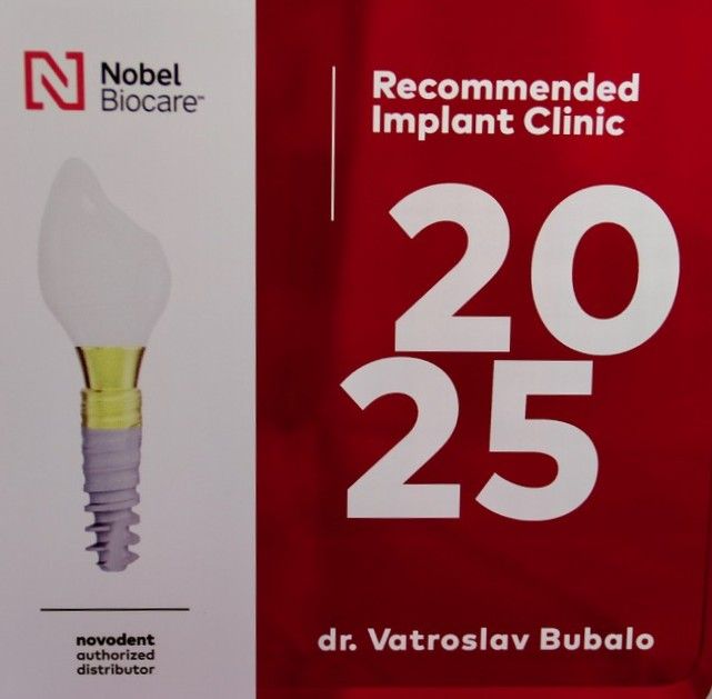 Nobel Biocare award – Recommended Implant Clinic 2025, Dr. Vatroslav Bubalo